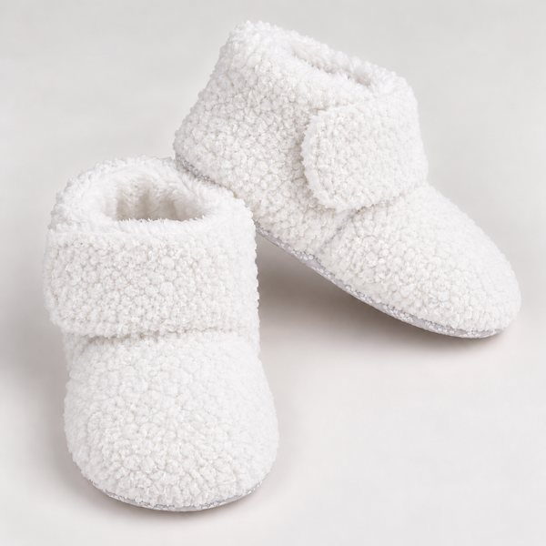 Teddy Boots - White baby shoes by Little Wanderers